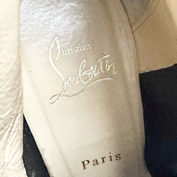 CHRISTIAN LOUBOUTIN Karistrap Black Ankle Boot Size 38.5 Block Heel Buckle Strap - Picture 12 of 14
